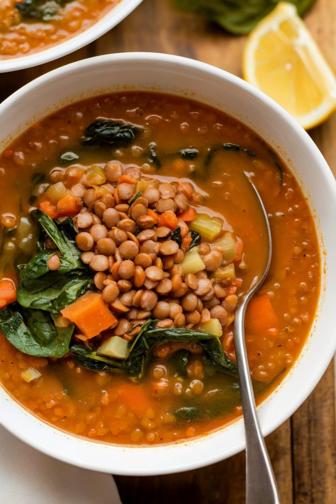 Lentil Soup with Spinach and Lemon