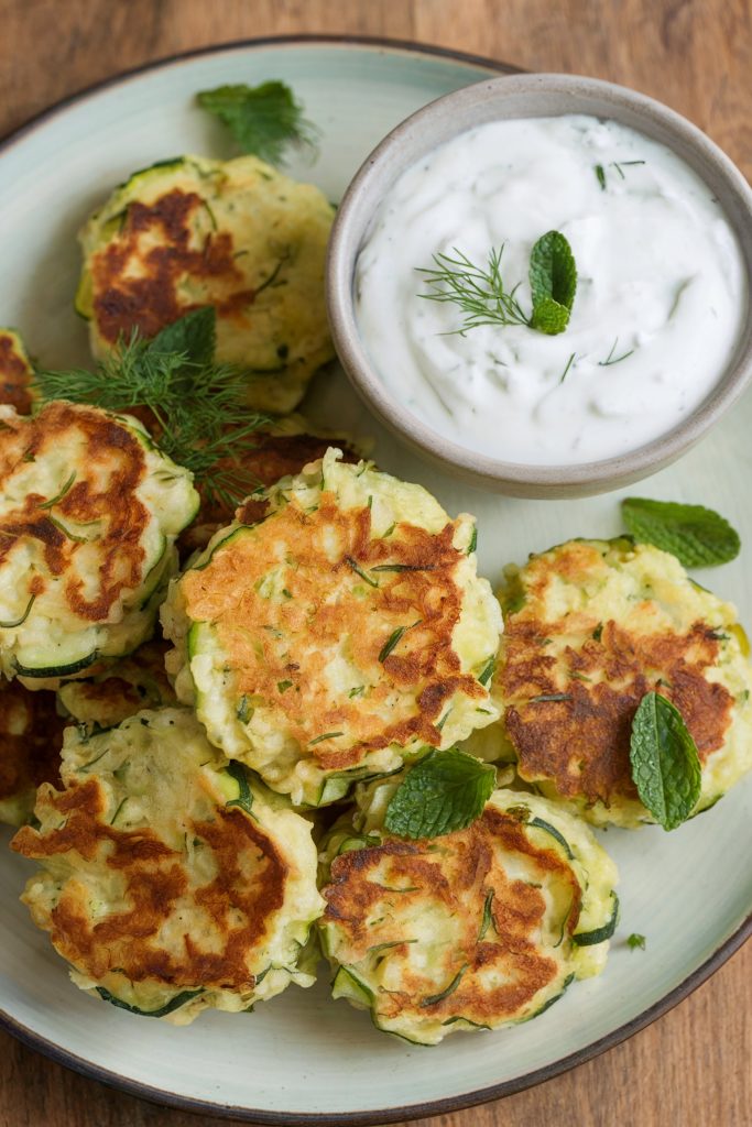 Zucchini Fritters with Tzatziki Sauce