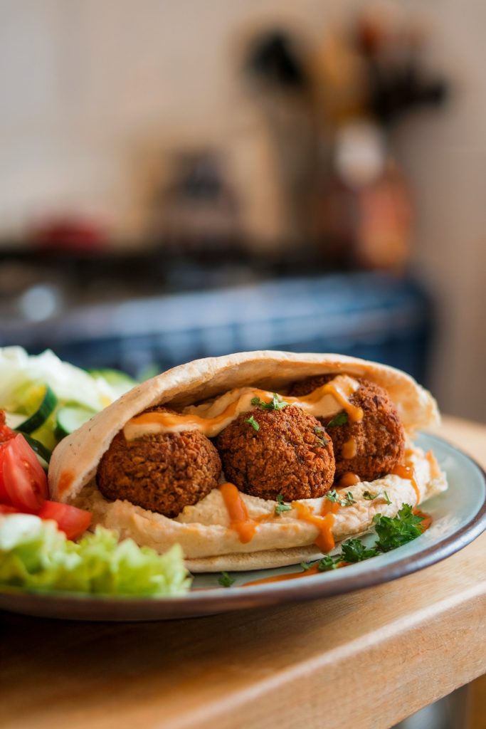 Baked Falafel Pitas with Hummus and Tahini