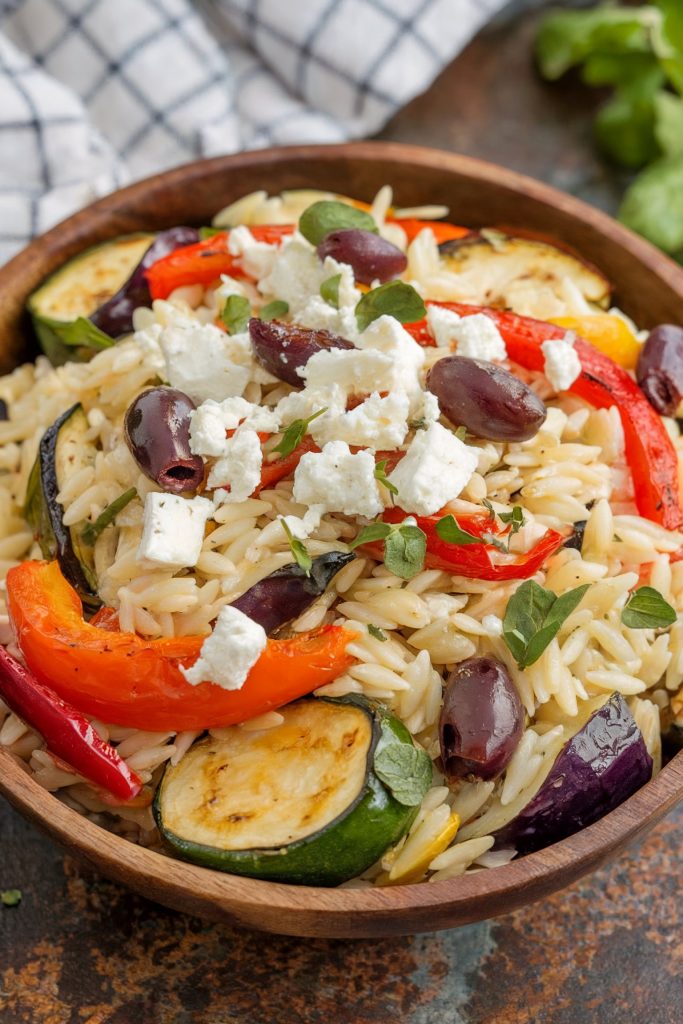Orzo Salad with Roasted Vegetables and Feta