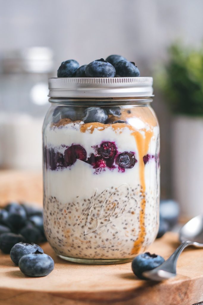 Blueberry and Almond Butter Overnight Oats