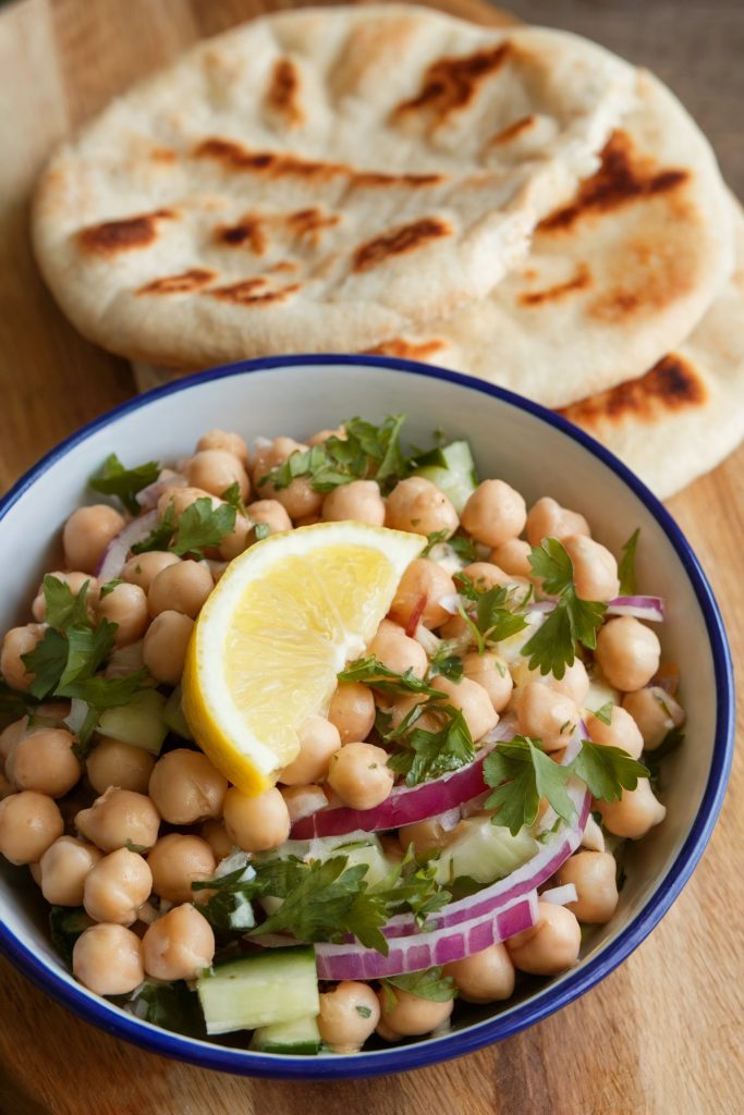 Lemony Chickpea Salad with Pita Bread