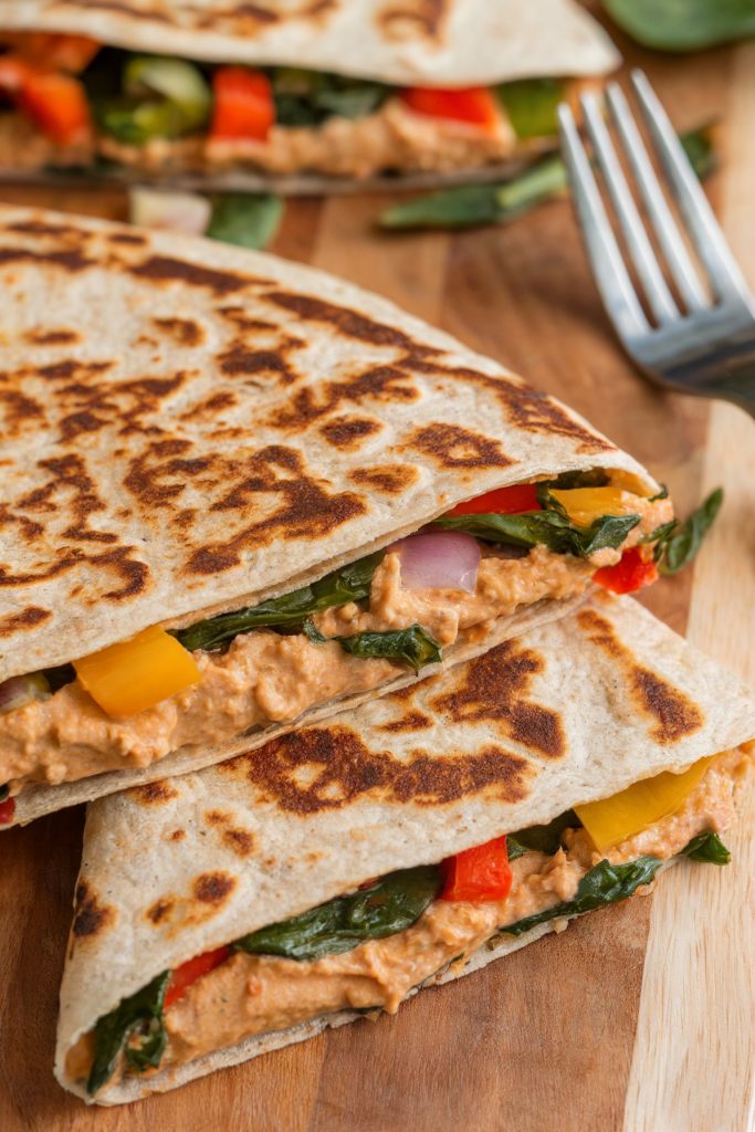 Hummus and Veggie Breakfast Quesadilla