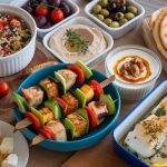 Different Mediterranean recipes on separate bowls