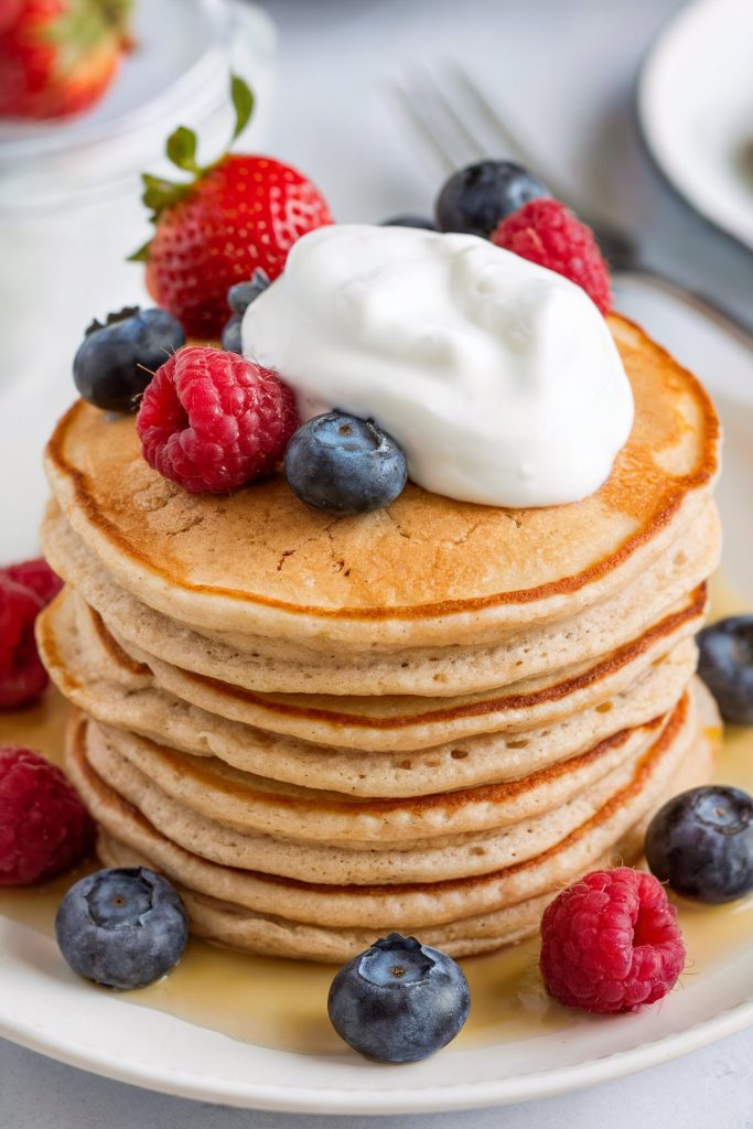 Whole-Wheat Pancakes with Fruit and Yogurt