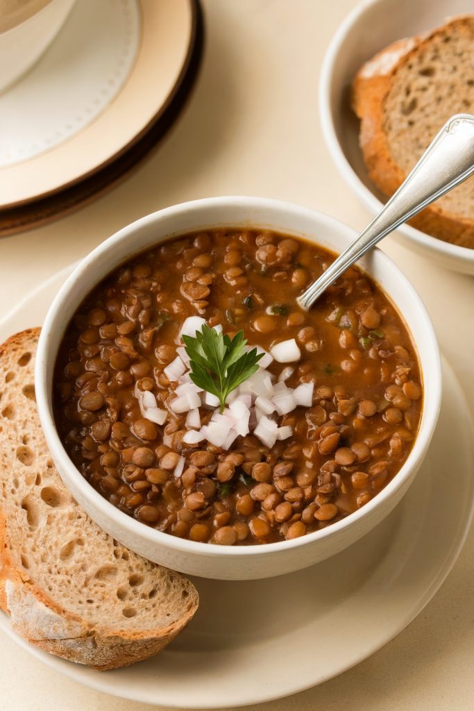 Lentil Soup with Whole-Wheat Bread