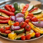 Roasted vegetables on a platter