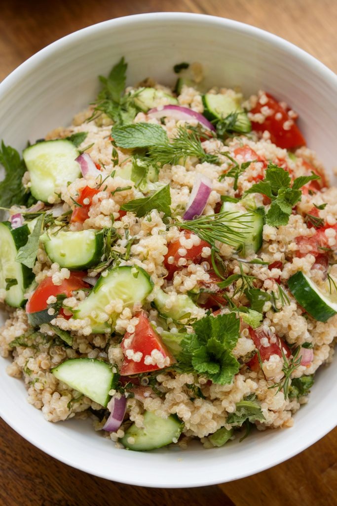 Quinoa Salad With Cucumber, Tomato, and Herbs
