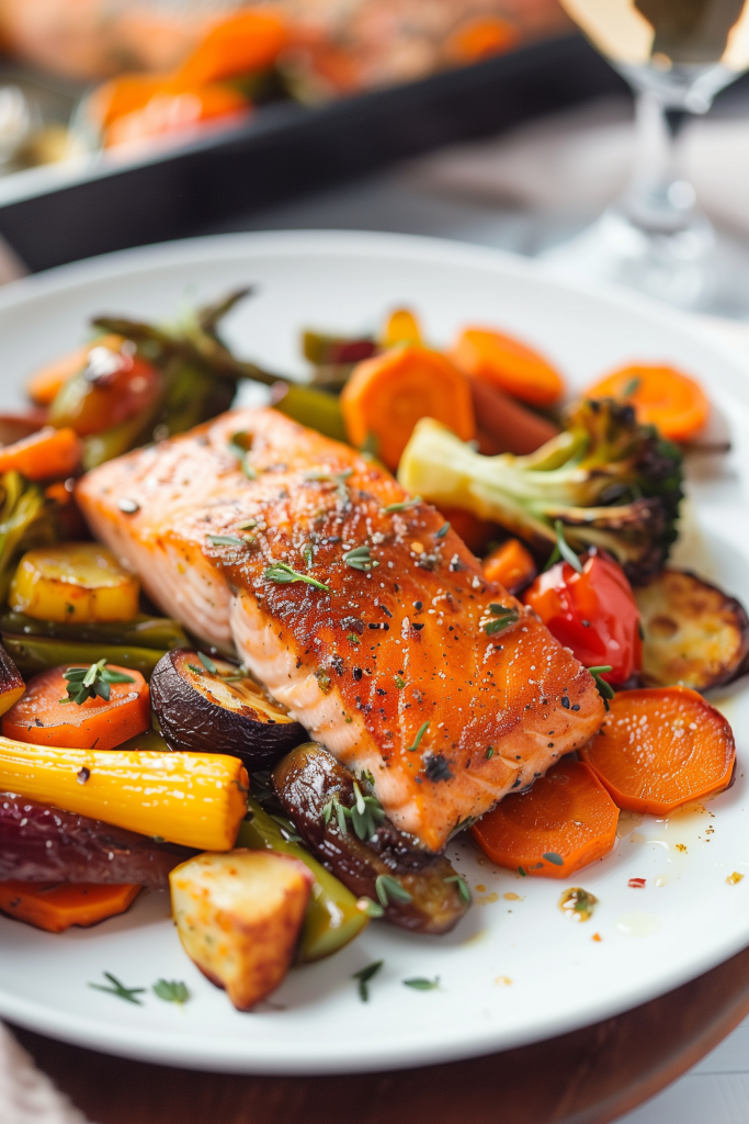 Baked Salmon with Roasted Veggies