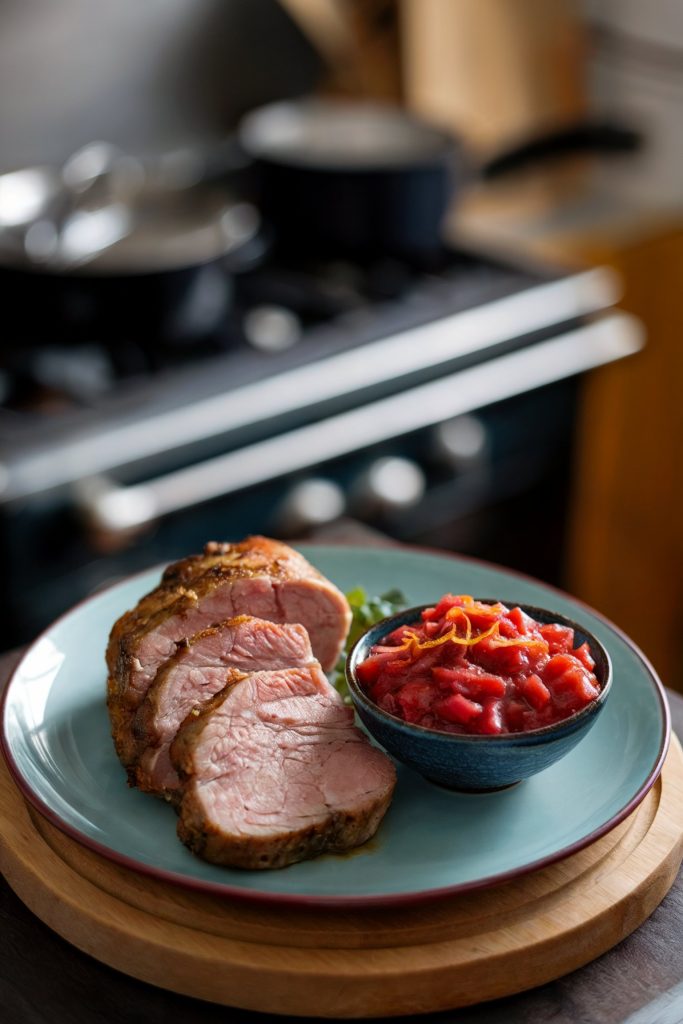 Pork Tenderloin With Rhubarb Chutney