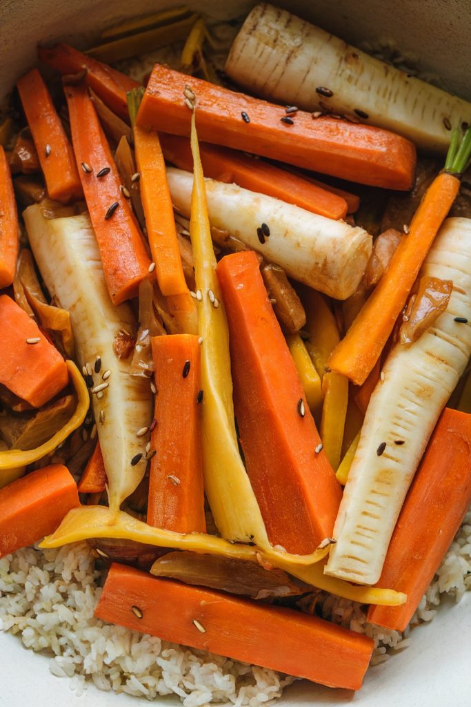 Maple and Sesame Root Vegetable Stir-Fry