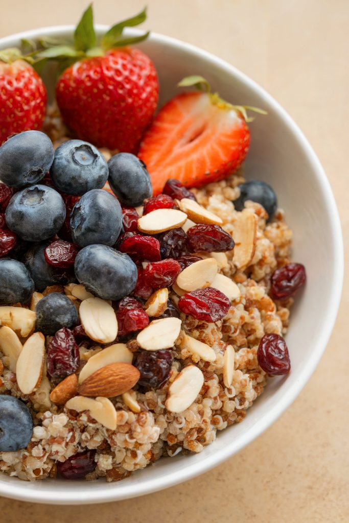 Breakfast Salad with Quinoa, Berries, and Nuts
