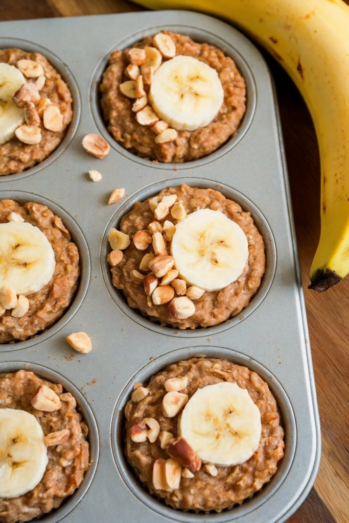 Peanut Butter Banana Baked Oatmeal Cups