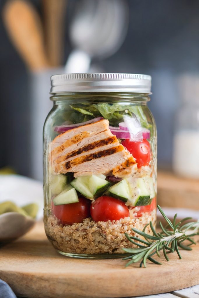 Mason Jar Salad with Grilled Chicken and Quinoa