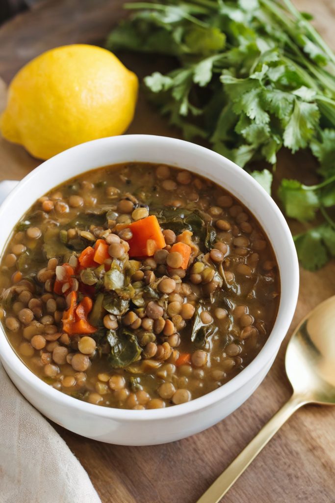 Lentil Soup with Spinach and Lemon