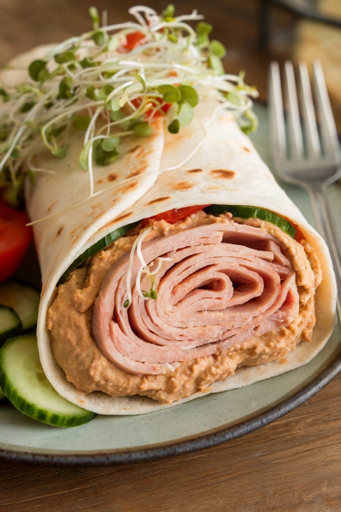 Turkey and Hummus Wrap with Sprouts