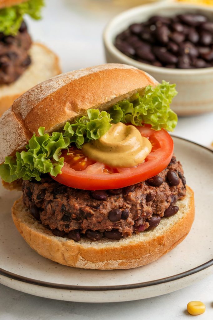 Black Bean Burgers on Whole-Wheat Buns