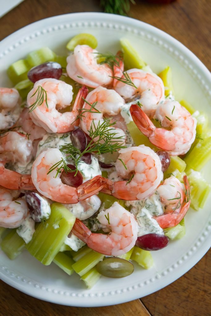 Shrimp Salad with Celery and Grapes