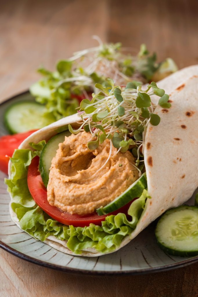 Veggie Wraps with Hummus and Sprouts