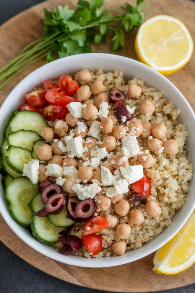 Mediterranean Quinoa Bowl with Chickpeas and Feta