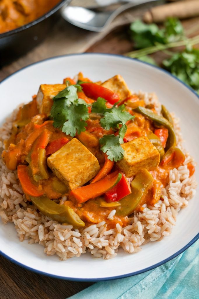Tofu and Vegetable Curry with Brown Rice