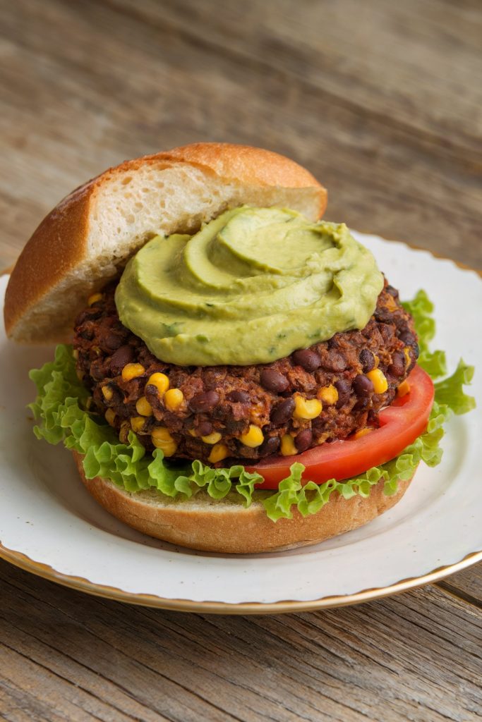 Black Bean Burgers with Avocado Crema