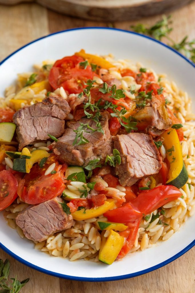 Mediterranean Pork and Orzo