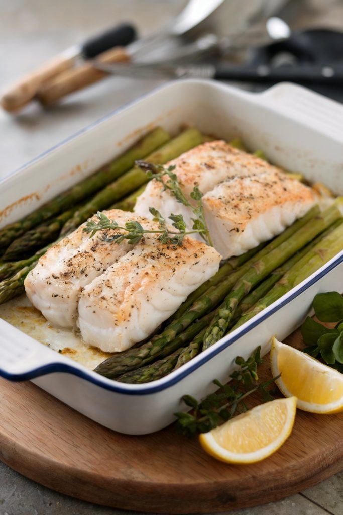 Cod and Asparagus Bake