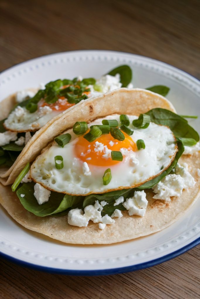 Feta, Egg, and Spinach Breakfast Taco