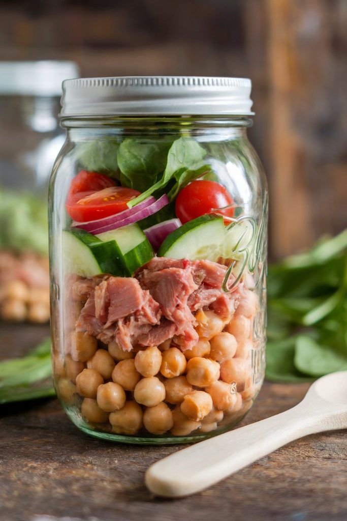 Mason Jar Power Salad with Chickpeas and Tuna