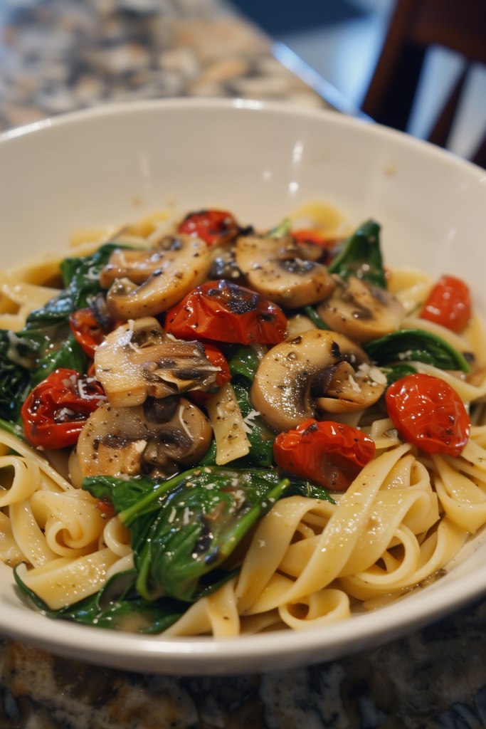 Roasted Veggie Spinach Pasta