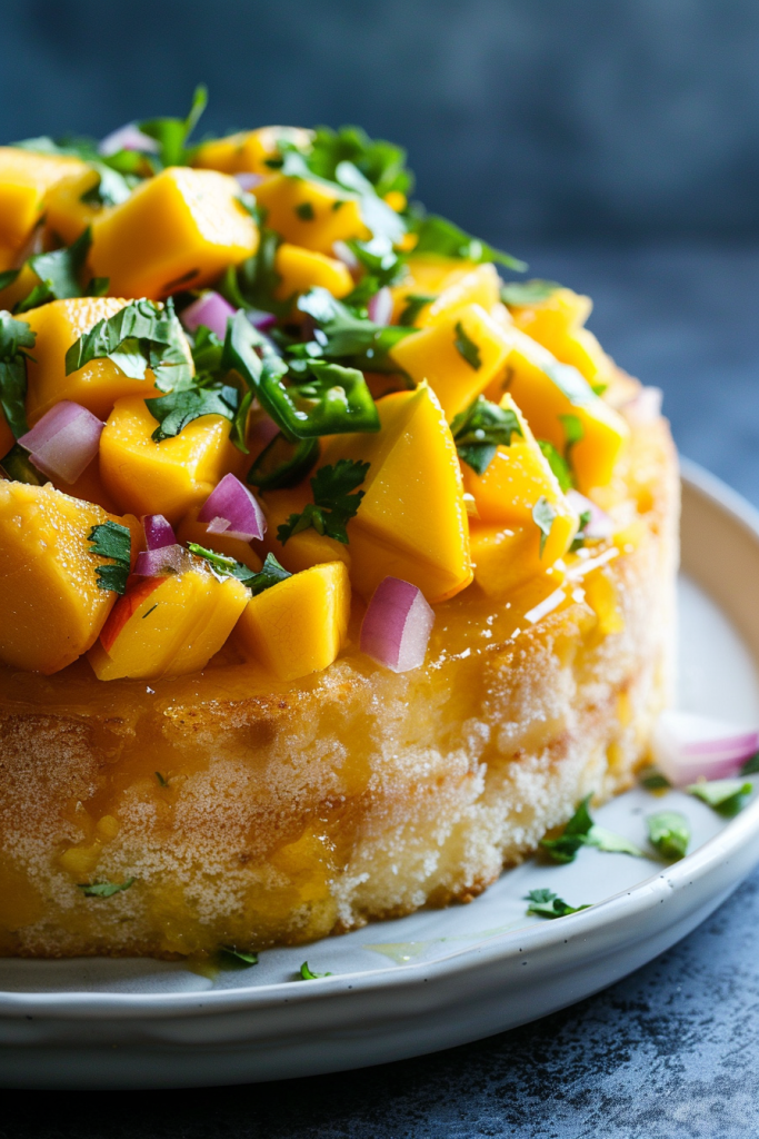 Mango Angel Food Cake with Mango Salsa