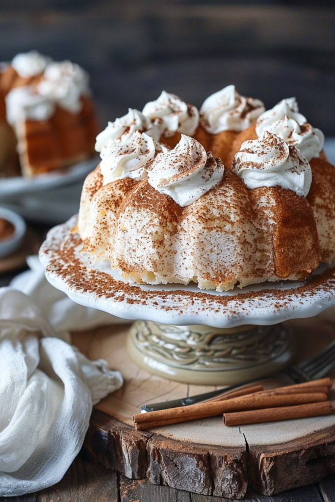 Spiced Angel Food Cake with Cinnamon Whipped Cream