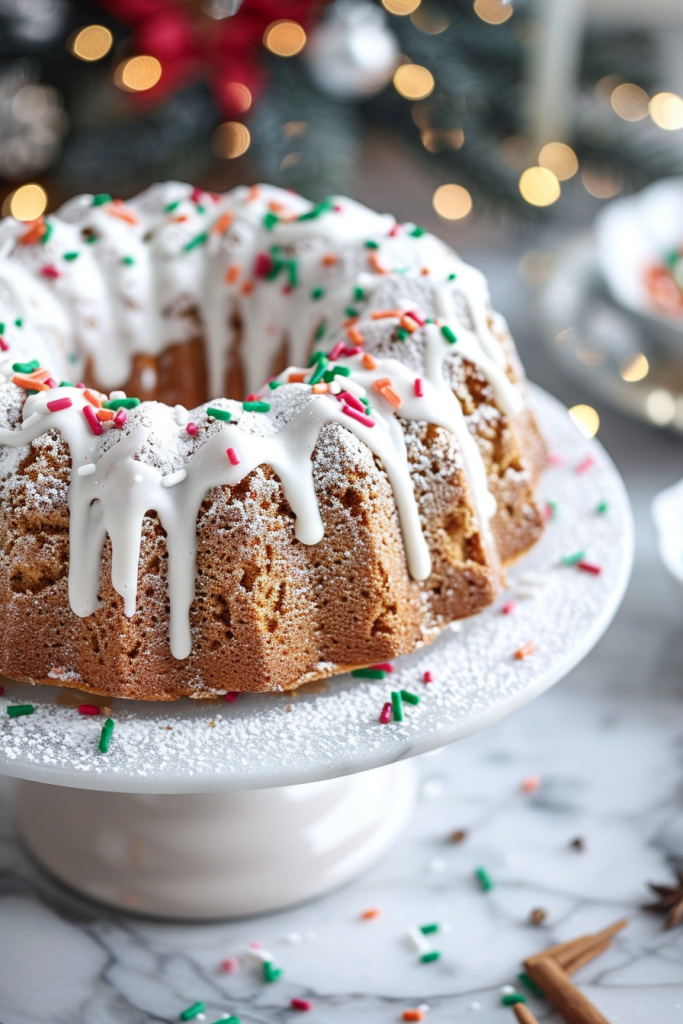 Gingerbread Angel Food Cake with Gingerbread Glaze