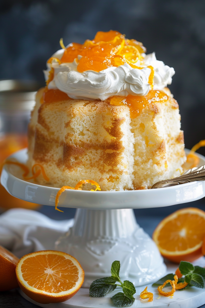 Orange Angel Food Cake with Orange Marmalade