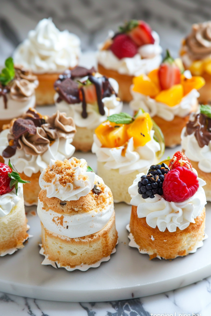 Mini Angel Food Cakes with Assorted Toppings