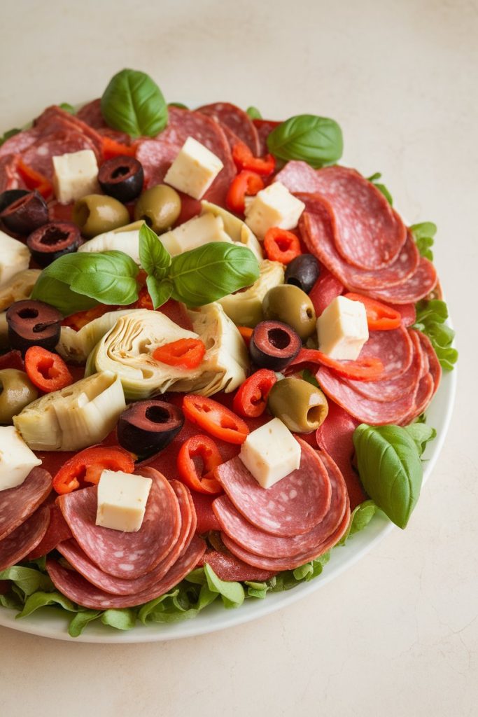 Antipasto Salad with Salami, Cheese, and Olives