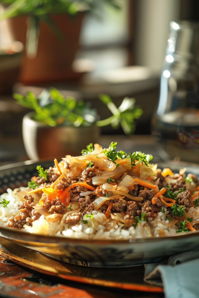 Ground Beef and Cabbage Stir-Fry