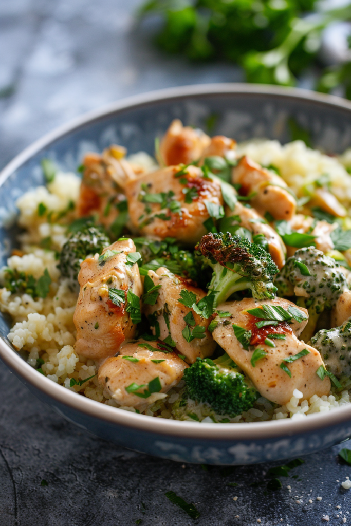 Chicken and Broccoli Alfredo with Cauliflower Rice