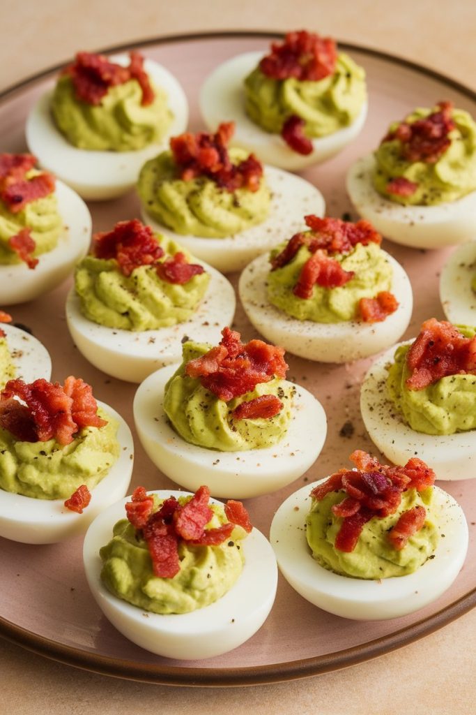 Avocado Deviled Eggs with Bacon