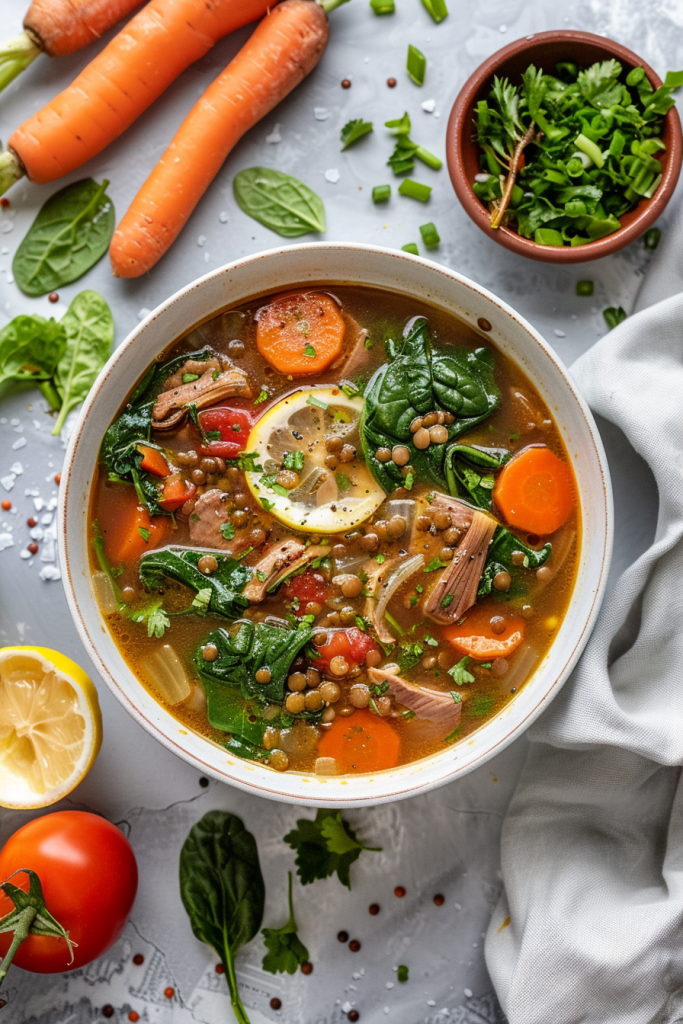 Lentil Soup with Spinach and Lemon