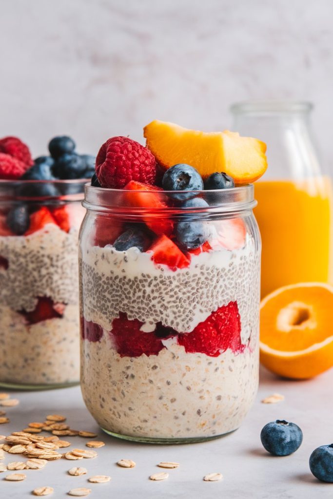Overnight Oats with Chia Seeds and Fruit