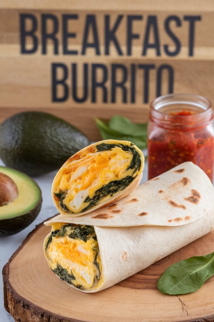 Breakfast Burritos with Eggs, Spinach, and Cheese