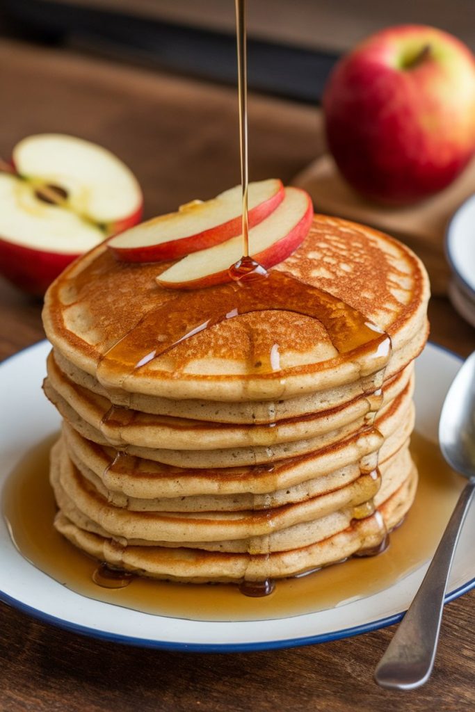 Apple Cinnamon Pancakes with Maple Syrup
