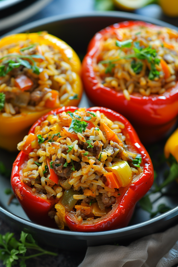 Mediterranean Rice Stuffed Peppers