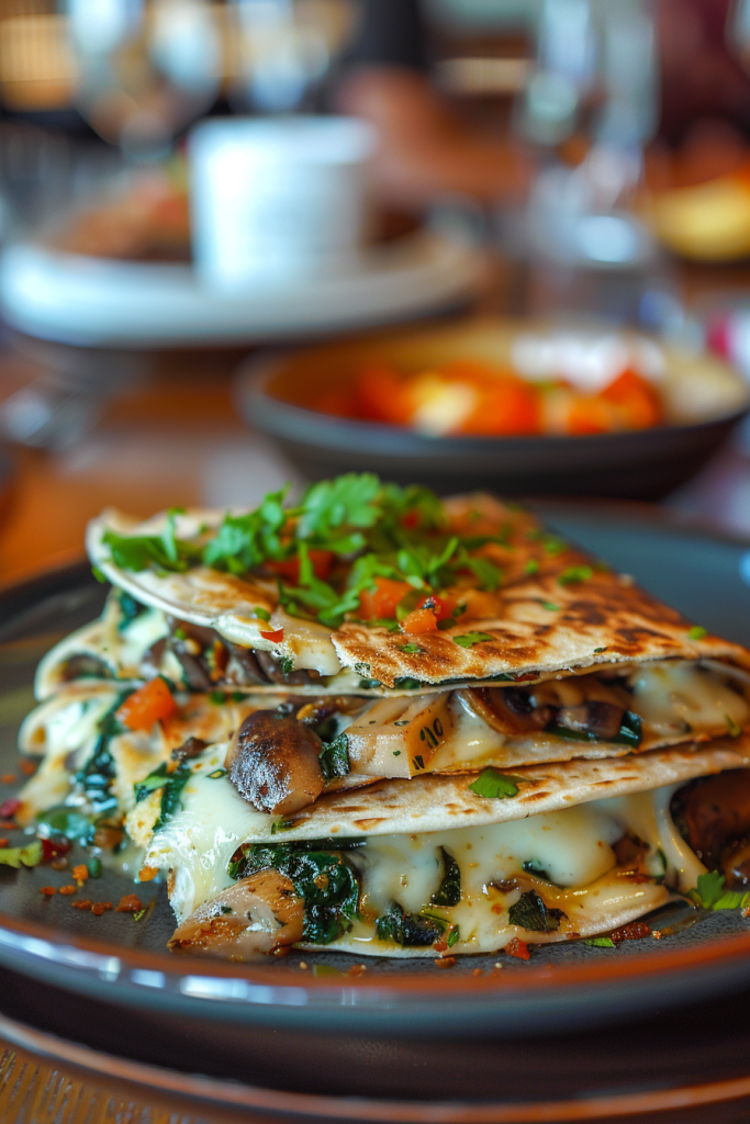 Spinach and Mushroom Quesadillas