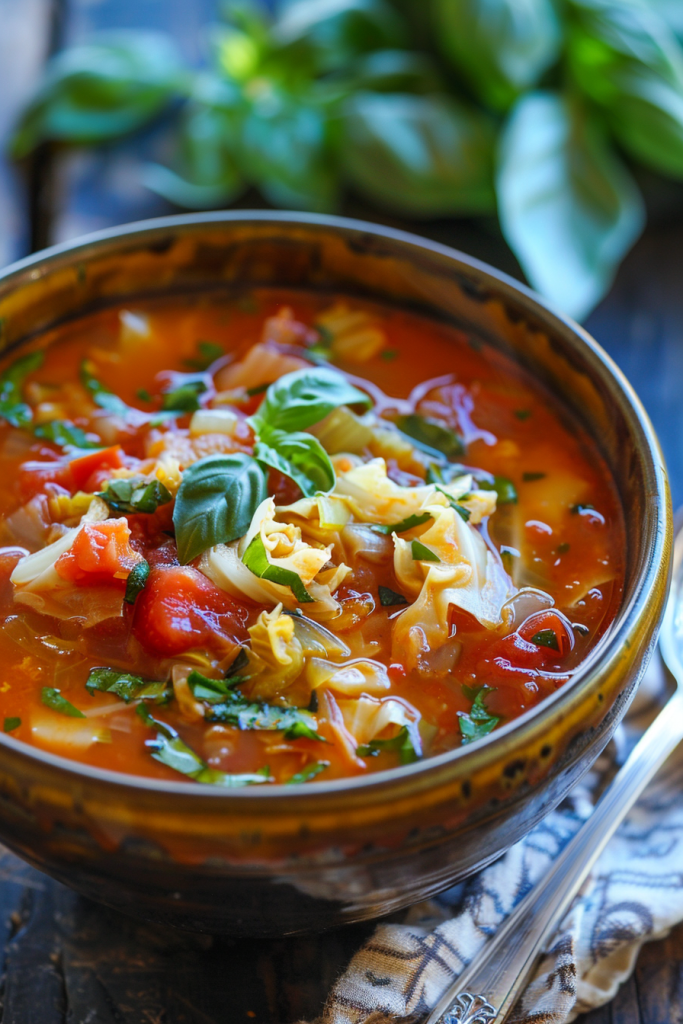 Tomato Basil Cabbage Soup