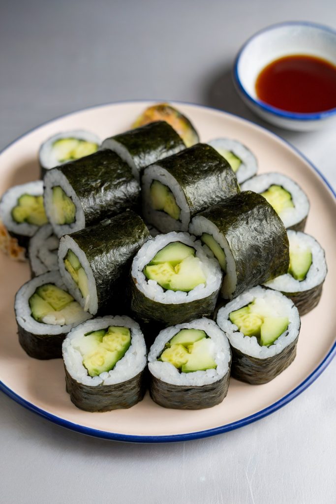Cucumber and Avocado Sushi Rolls