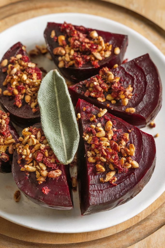Roasted Beets With Dukkah and Sage