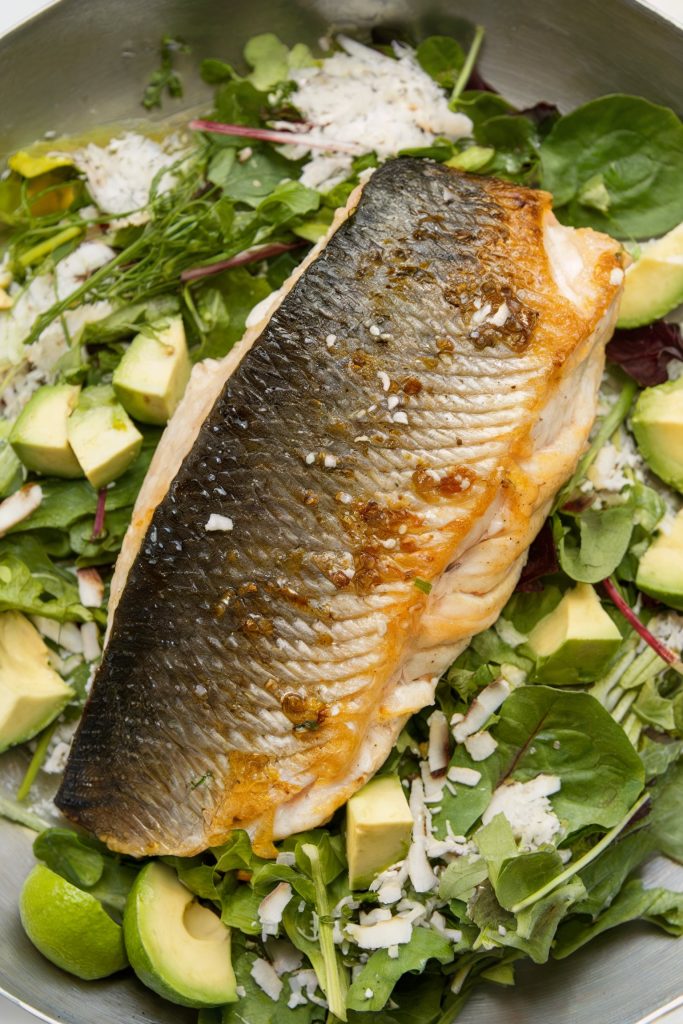 Tamarind-Glazed Black Bass With Coconut-Herb Salad